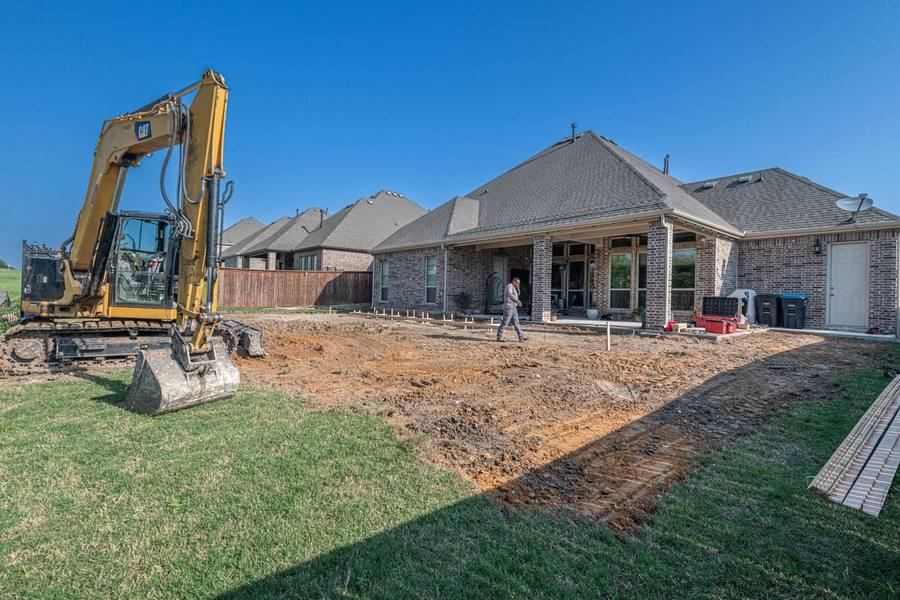 Excavation work in a residential backyard